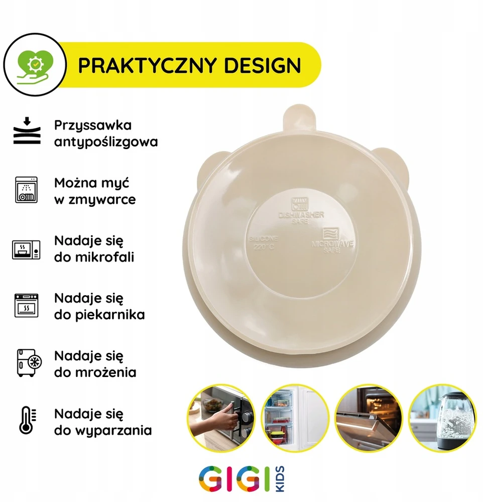 Gigi Kids Dubuo, Lėkštė vaikams ir kūdikiams, Ecru silikoniniai indai