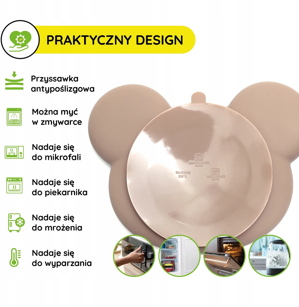 Gigi Kids Indų lėkštė vaikams ir kūdikiams Smėlio spalvos silikoninių indų rinkinys