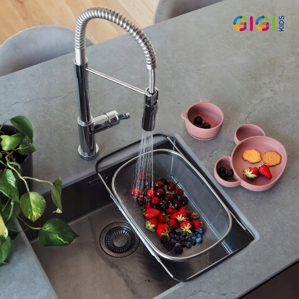 Gigi Kids Indų lėkštė vaikams ir kūdikiams Smėlio spalvos silikoninių indų rinkinys