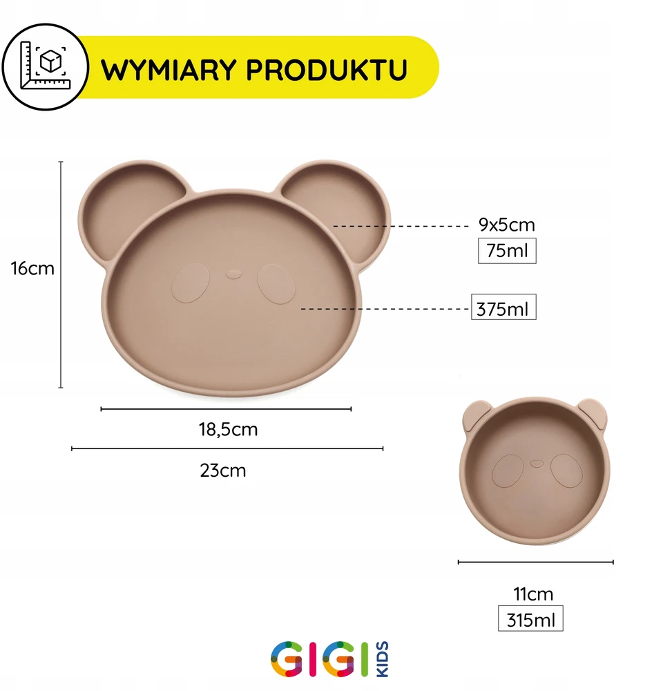 Gigi Kids Indų lėkštė vaikams ir kūdikiams Smėlio spalvos silikoninių indų rinkinys