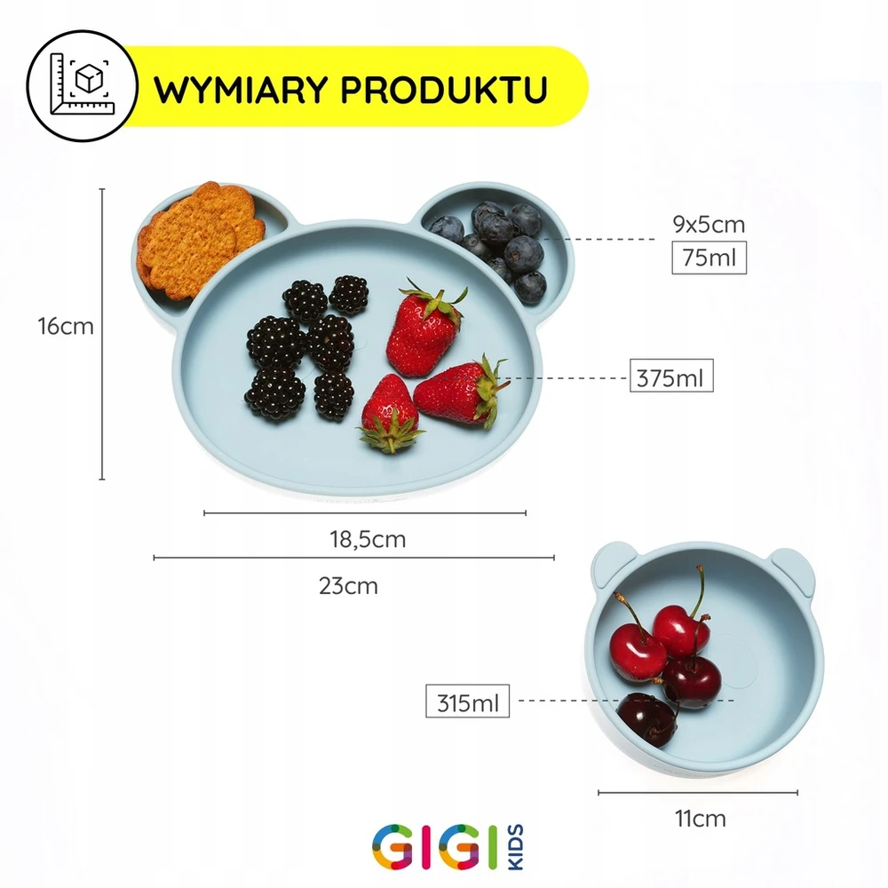 Gigi Kids Silikoniniai indai, lėkštė, dubuo, stalo įrankiai, mėlynas seilinukas