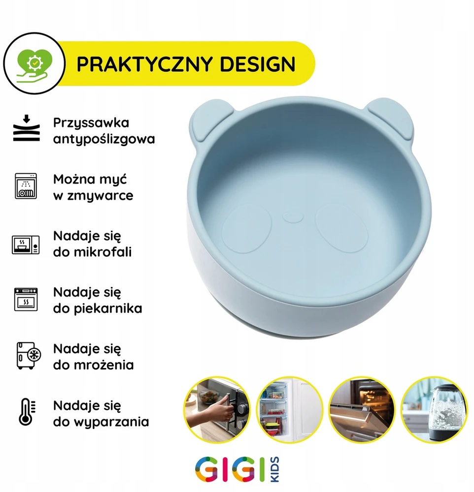 Gigi Kids Silikoniniai indai, lėkštė, dubuo, stalo įrankiai, mėlynas seilinukas