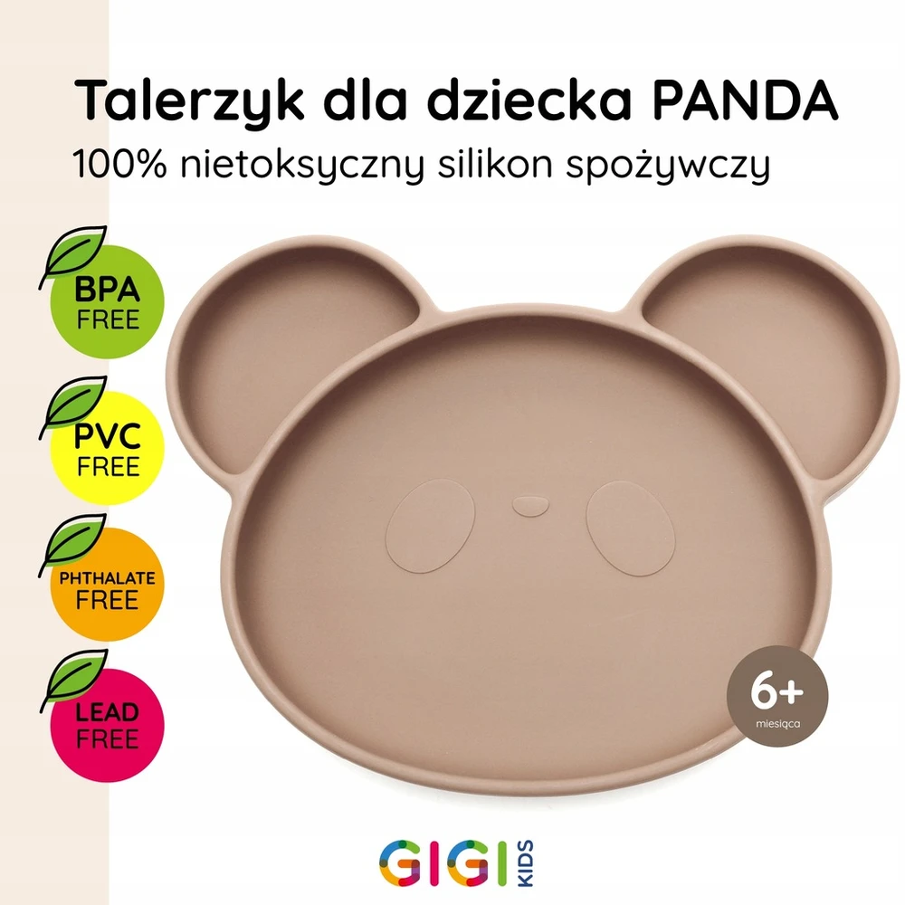 Gigi Kids Silikoniniai indai vaikams, lėkštė, dubuo, stalo įrankiai, seilinukas, smėlio spalvos
