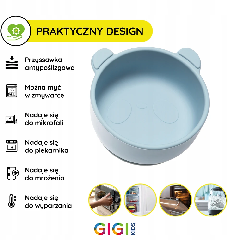 Gigi Kids Silikoninis dubuo vaikams su siurbimo taurele, mėlynas