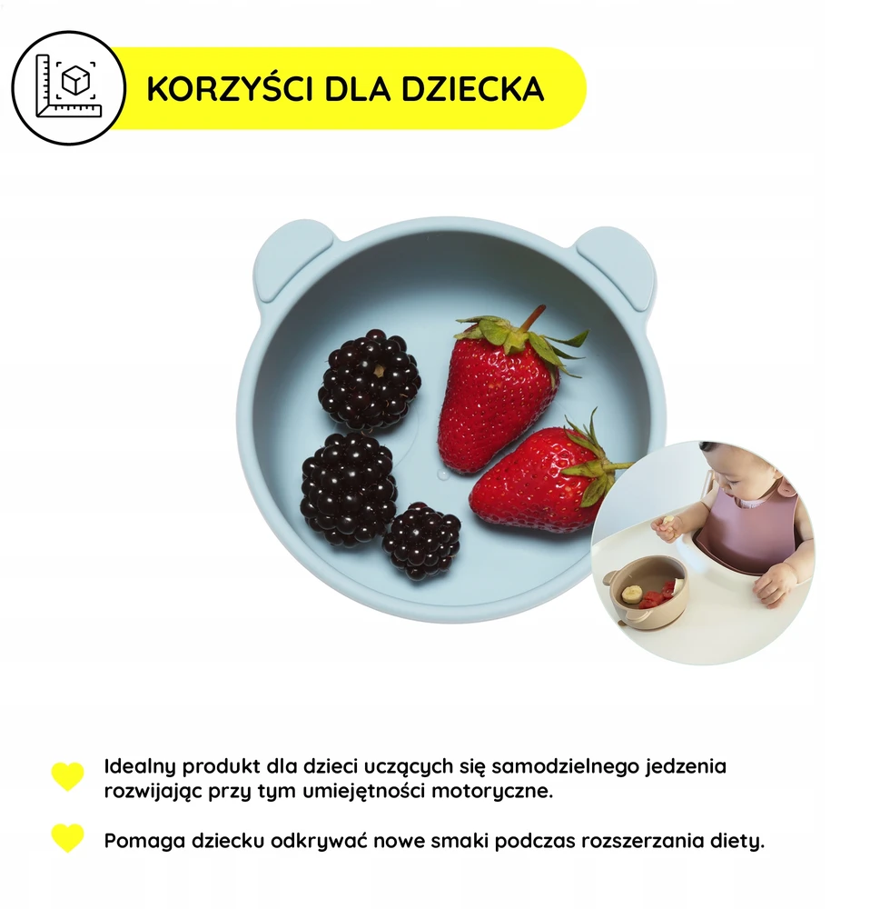 Gigi Kids Silikoninis dubuo vaikams su siurbimo taurele, mėlynas