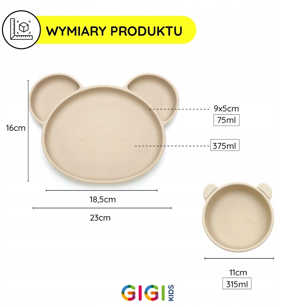 Gigi Kids Silikoninių indų rinkinys, lėkštė, dubuo, stalo įrankiai, seilinukas, baltas ekru