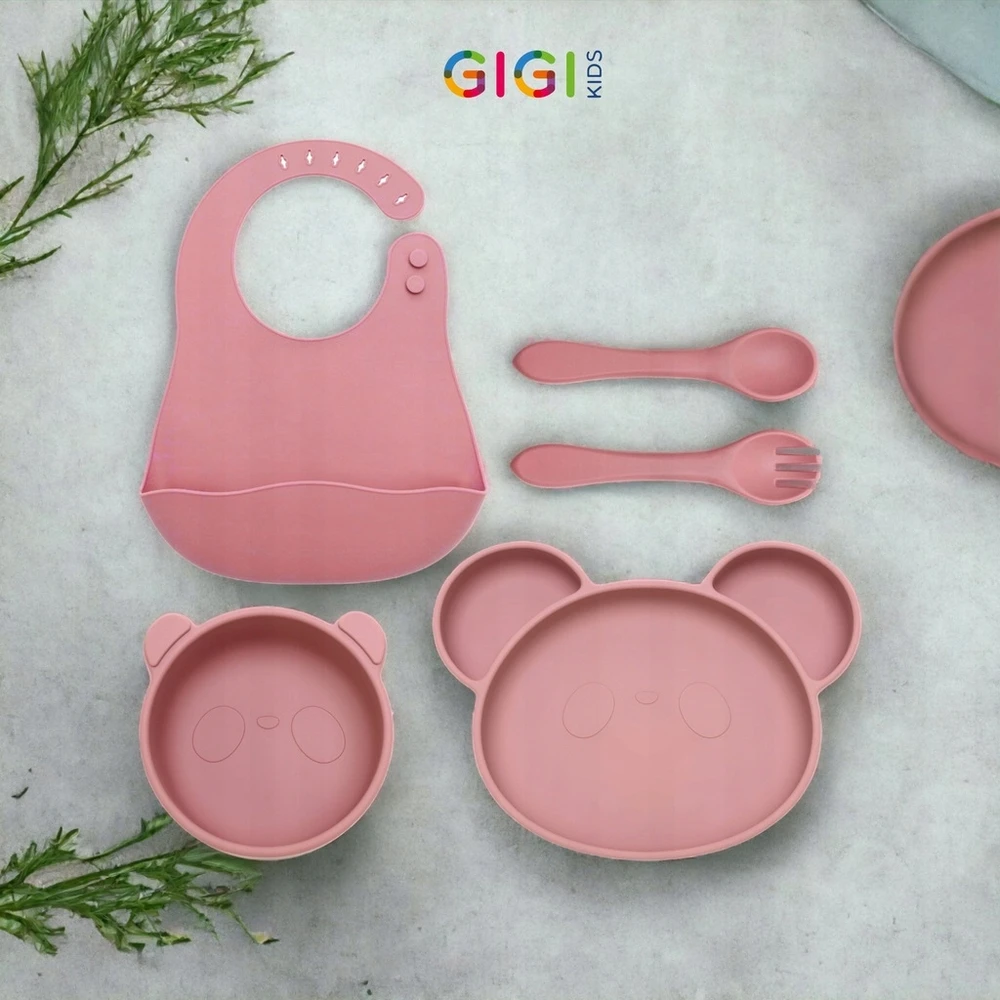 Gigi Kids Vaikų stalo įrankiai Silikoninis šaukštas ir šakutė Mokymasis valgyti Be BPA