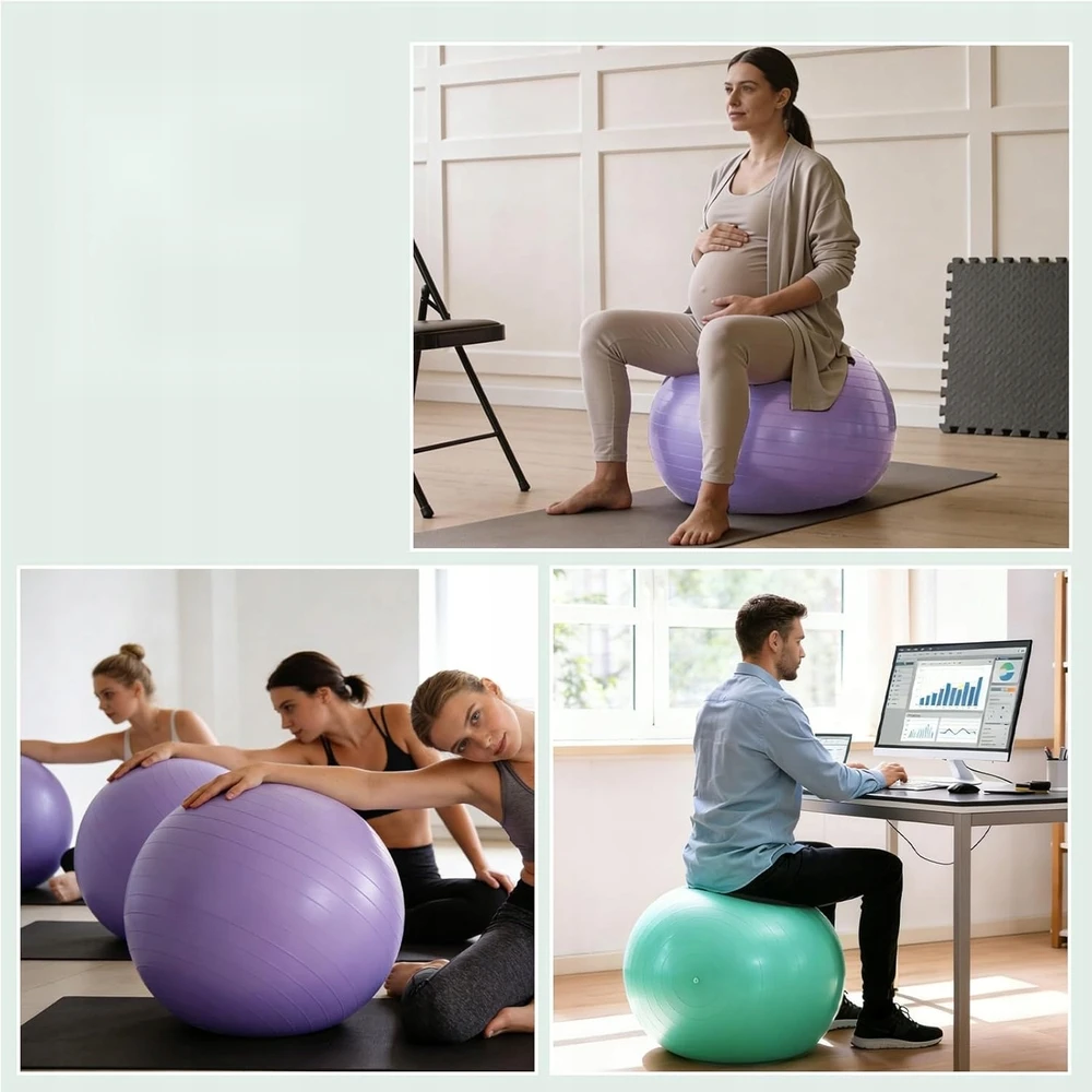 GIMNASTINIS Kamuolys 55 cm JOGA PILATES FITNESO PRATIMAS STABILUMO BALANSAVIMAS
