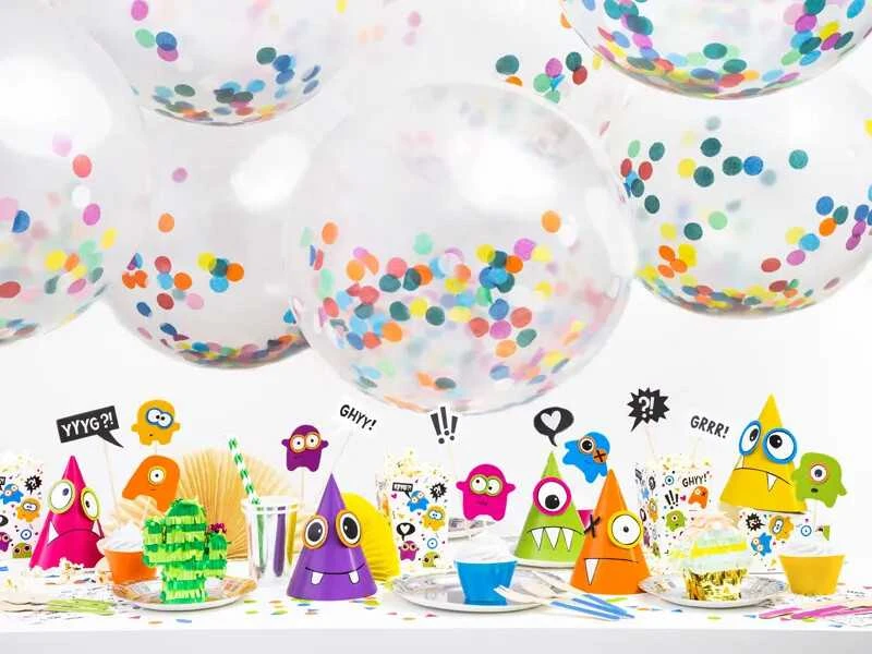 Party Deco Gimtadienio kepuraitės "Pasigamink monstrą pats" 16cm 6 vnt