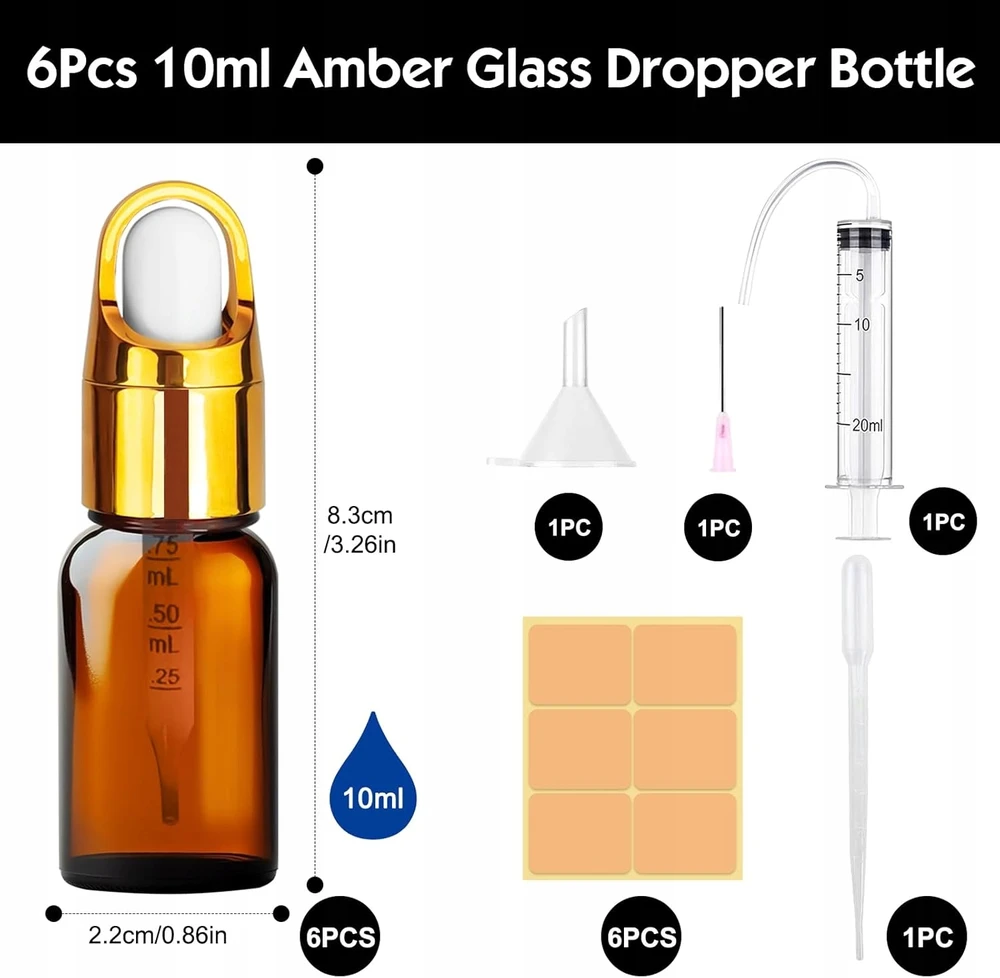 GINTARO 6X10ML GLASS LAŠINTUVIŲ ALIEJAI KVEPALAI SKYSČIAI