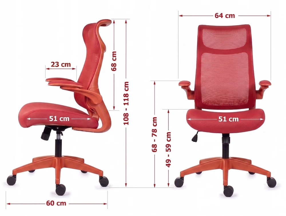 Giosedio Ergonomiczny raudona fotel biurowy FHX001 regulowane podłokietniki BHP
