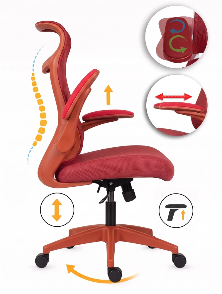 Giosedio Ergonomiczny raudona fotel biurowy FHX001 regulowane podłokietniki BHP