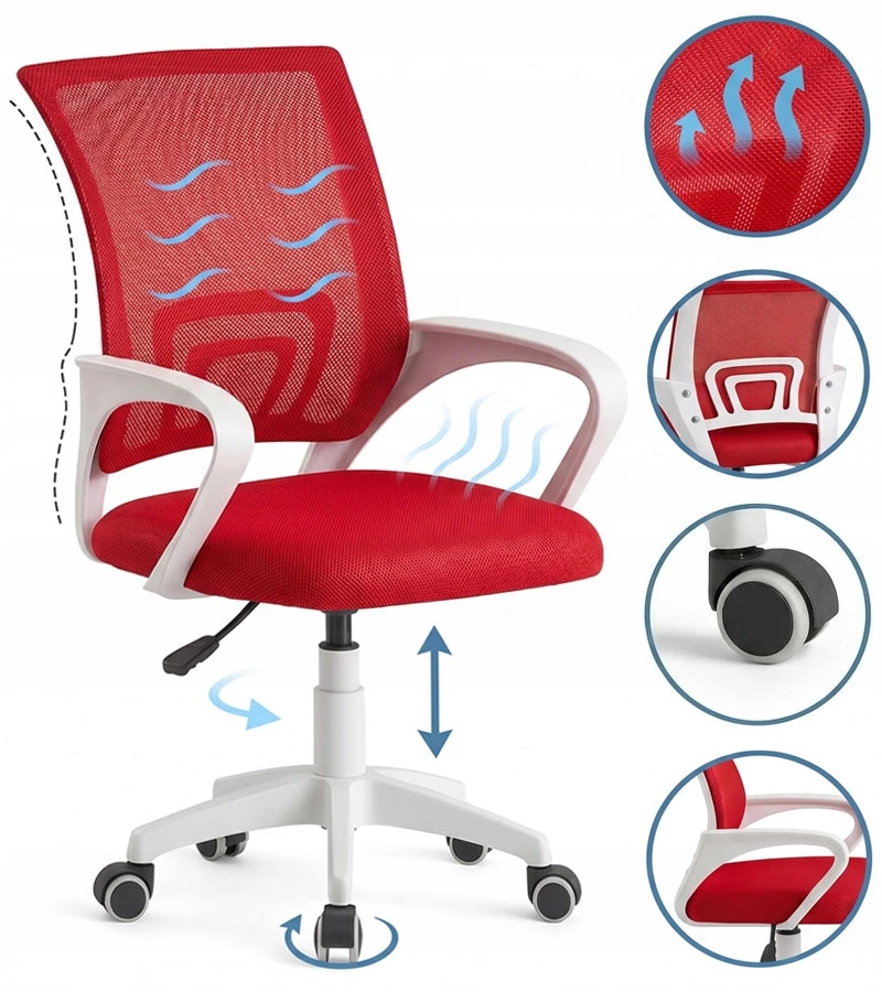 Giosedio Raudona Fotel biurowy Obrotowy ergonomiczny, młodzieżowe krzesło NFX001