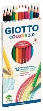 Giotto Colors 3.0 pieštukiniai dažai, 12 spalvų, minkštas grafitas