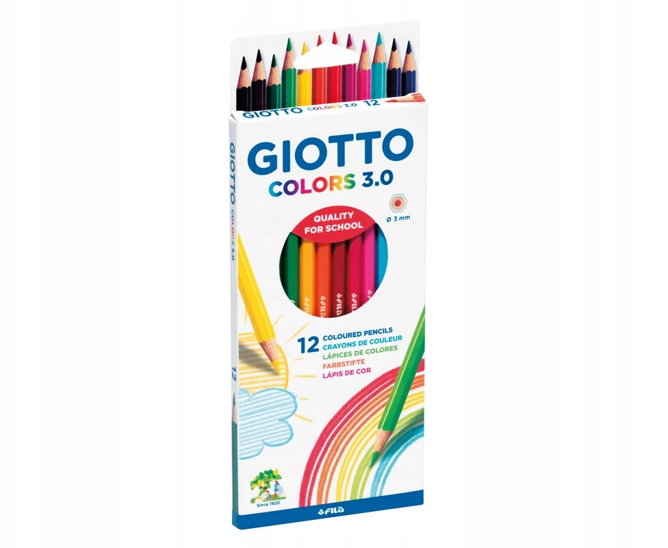 Giotto Colors 3.0 pieštukiniai dažai, 12 spalvų, minkštas grafitas