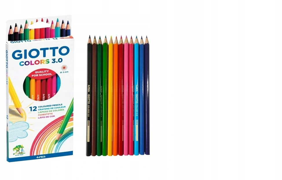 Giotto Colors 3.0 pieštukiniai dažai, 12 spalvų, minkštas grafitas