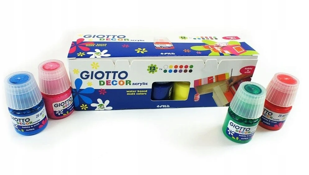 Giotto Decor Acryli akriliniai dažai vaikams, 12 spalvų, 25 ml
