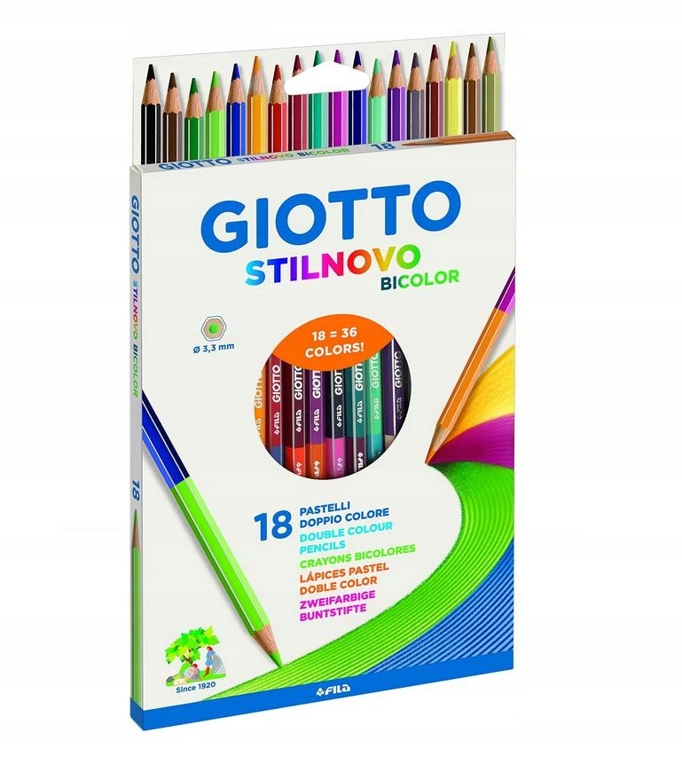 Giotto Stilnovo dvipusės spalvotos kreidelės, 18 vnt.