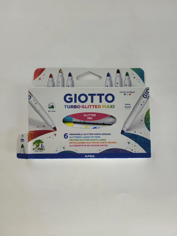 Giotto Turbo Glitter Maxi flomasteriai, 6 spalvų