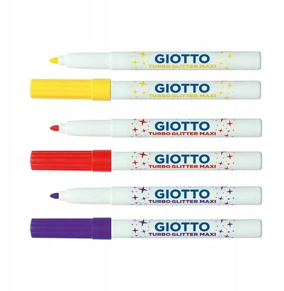 Giotto Turbo Glitter Maxi flomasteriai, 6 spalvų