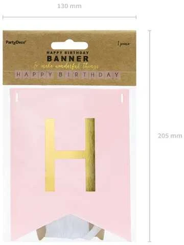 PartyDeco Girlianda rausva Happy Birthday, 15x175