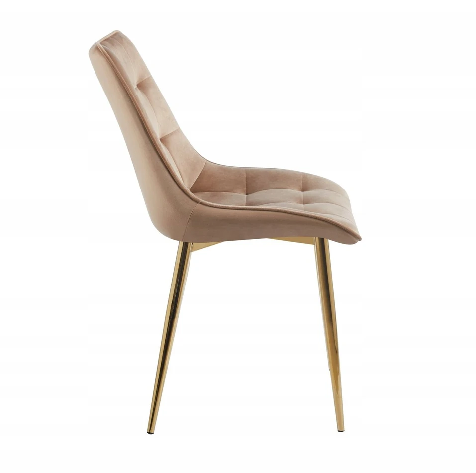 Argos Glamour cappuccino aksomu aptraukta kėdė su moderniomis aukso spalvos kojomis