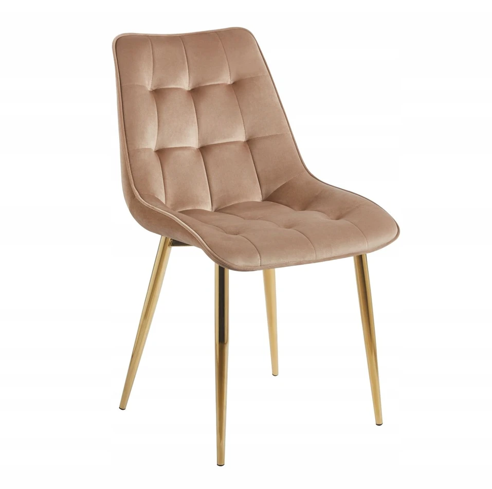 Argos Glamour cappuccino aksomu aptraukta kėdė su moderniomis aukso spalvos kojomis