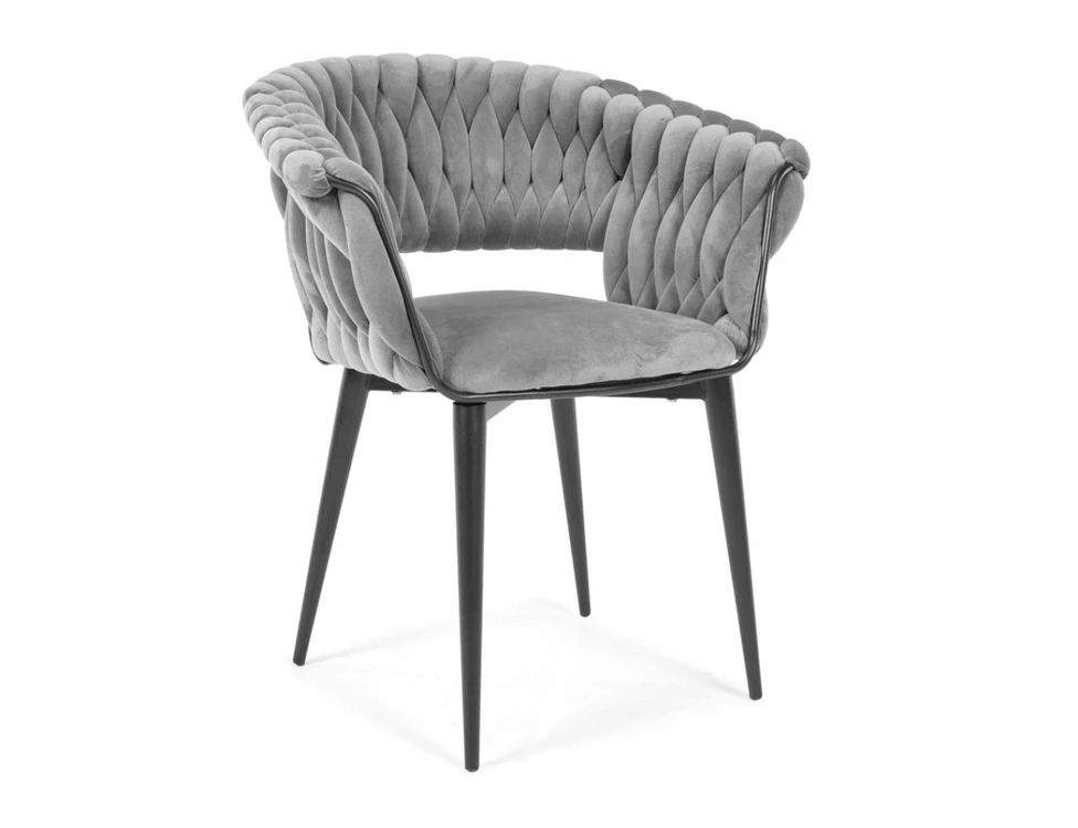 Glamour Modern Pilkas minkštas veliūrinis kėdė Hedo sp.