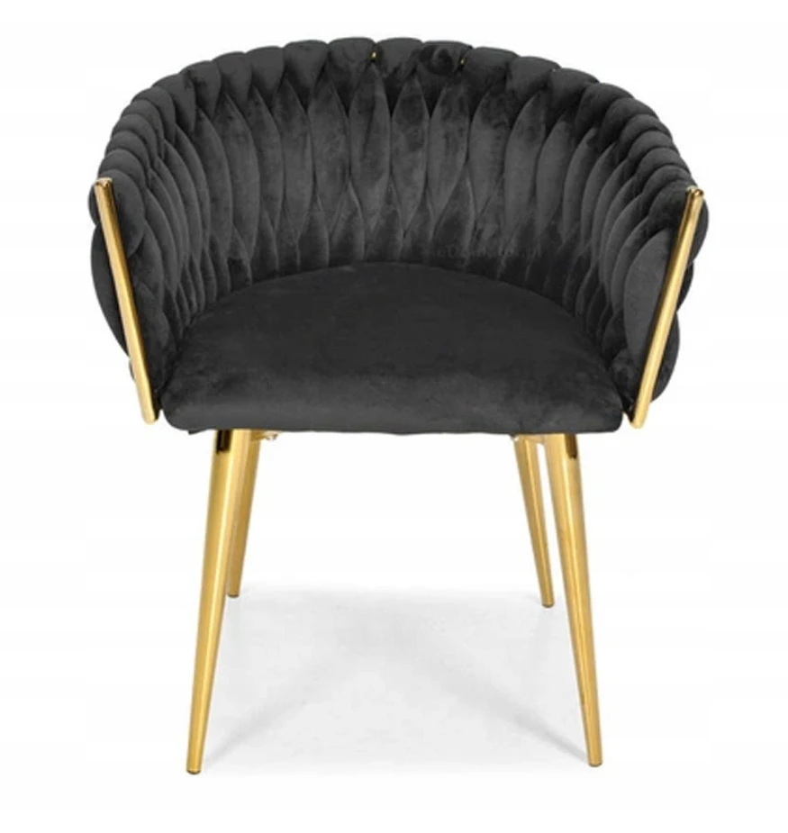 GLAMOUR Veliūrinė kėdė - Golden Legs Modern Juodas Hedo sp. su o.o.