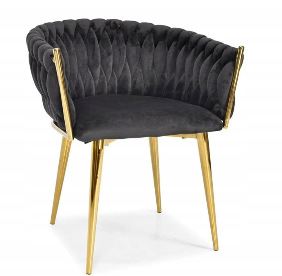 GLAMOUR Veliūrinė kėdė - Golden Legs Modern Juodas Hedo sp. su o.o.
