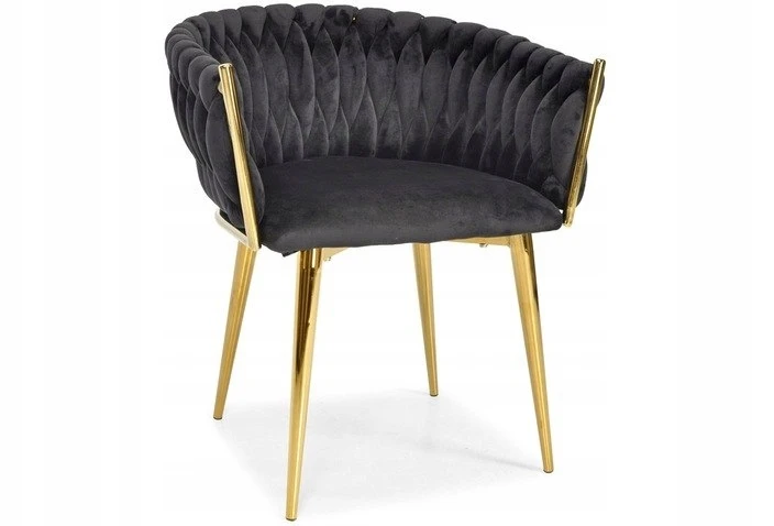GLAMOUR Veliūrinė kėdė - Golden Legs Modern Juodas Hedo sp. su o.o.
