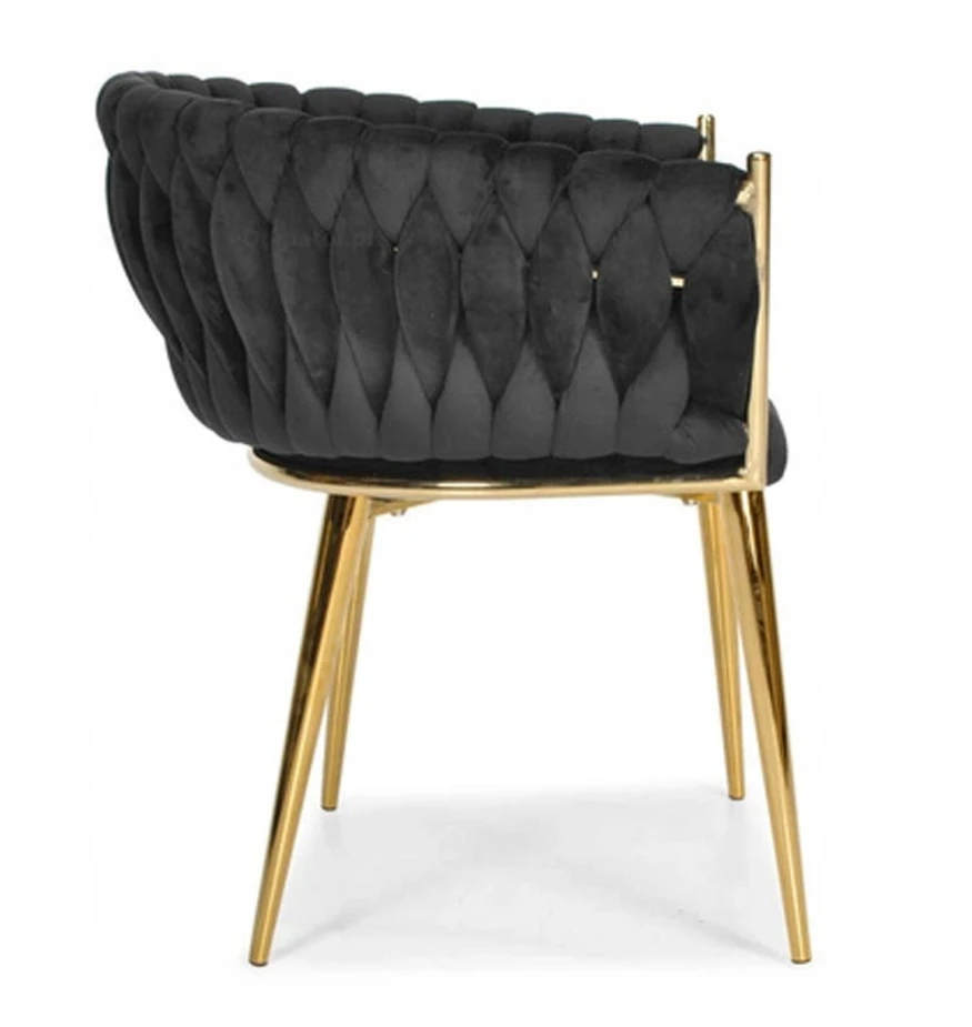 GLAMOUR Veliūrinė kėdė - Golden Legs Modern Juodas Hedo sp. su o.o.