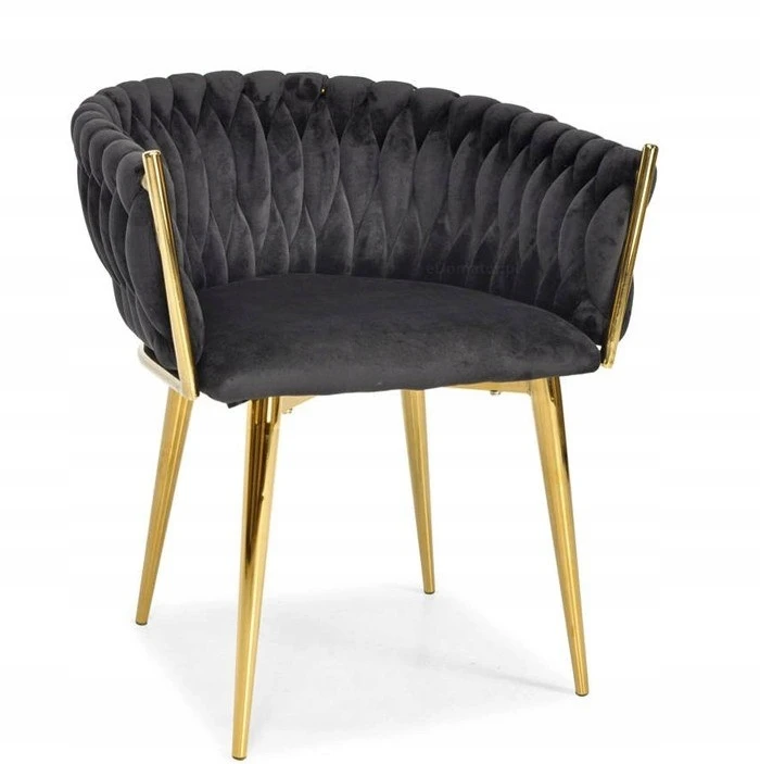 GLAMOUR Veliūrinė kėdė - Golden Legs Modern Juodas Hedo sp. su o.o.