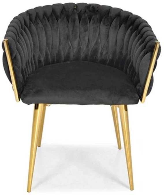 GLAMOUR Veliūrinė kėdė - Golden Legs Modern Juodas Hedo sp. su o.o.