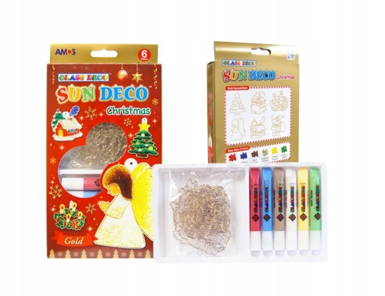 Glass Deco Dažai vitražiniai Amos Sun Deco "Christmas" 6x10.5 ml su 6 pakabukais