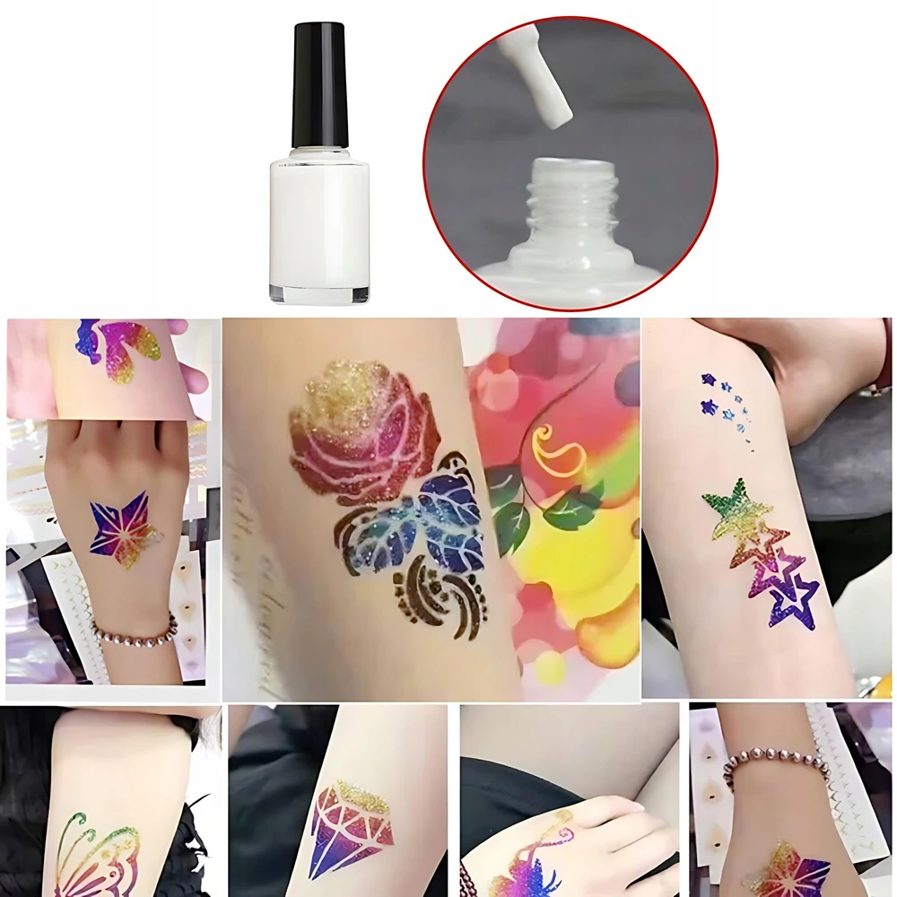 GLITTER TATTOO RINKINYS, PLAUNAMI GLITTER ŠABLONAI VAIKAMS