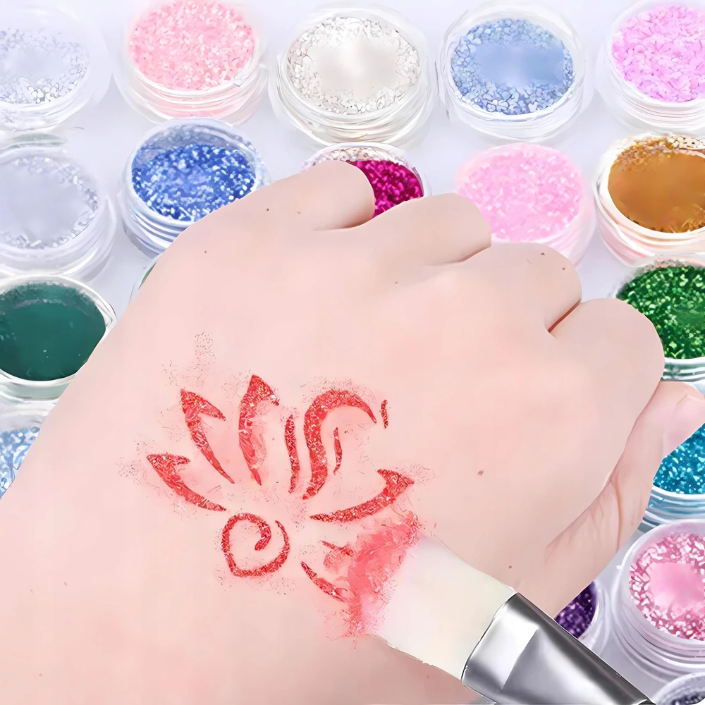 GLITTER TATTOO RINKINYS, PLAUNAMI GLITTER ŠABLONAI VAIKAMS