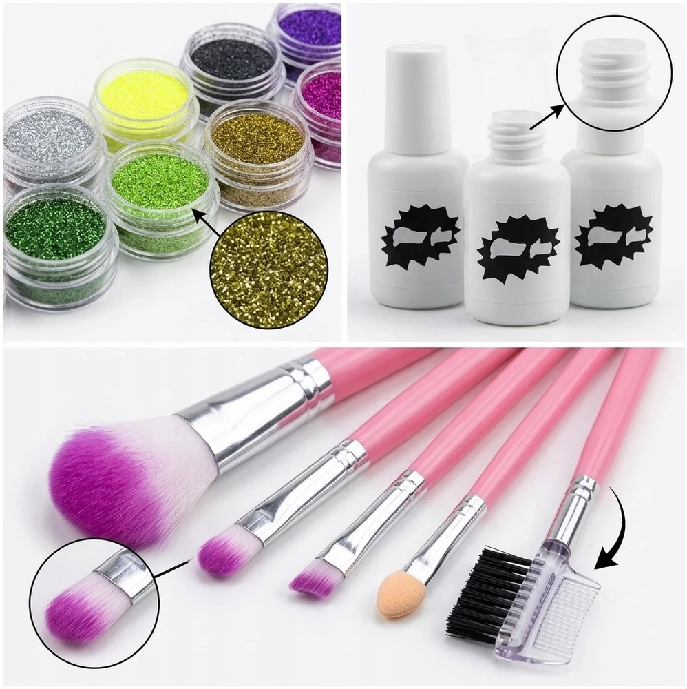GLITTER tatuiruočių rinkinys VAIKAMS, ŠABLONAI, 24 SPALVOS, 42 vnt, XXL PRO