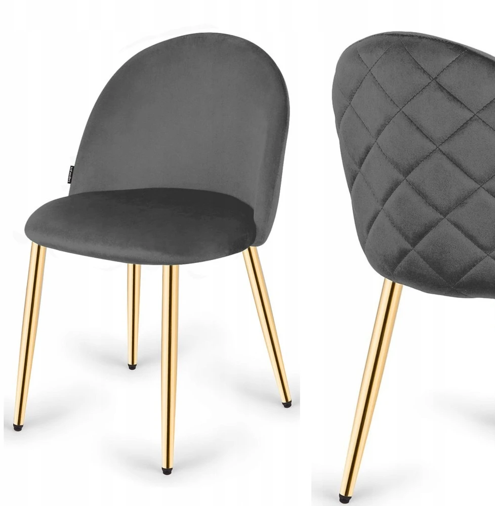 GLORIA DARK Pilkas VELVET GOLD Lugano minkšta kėdė