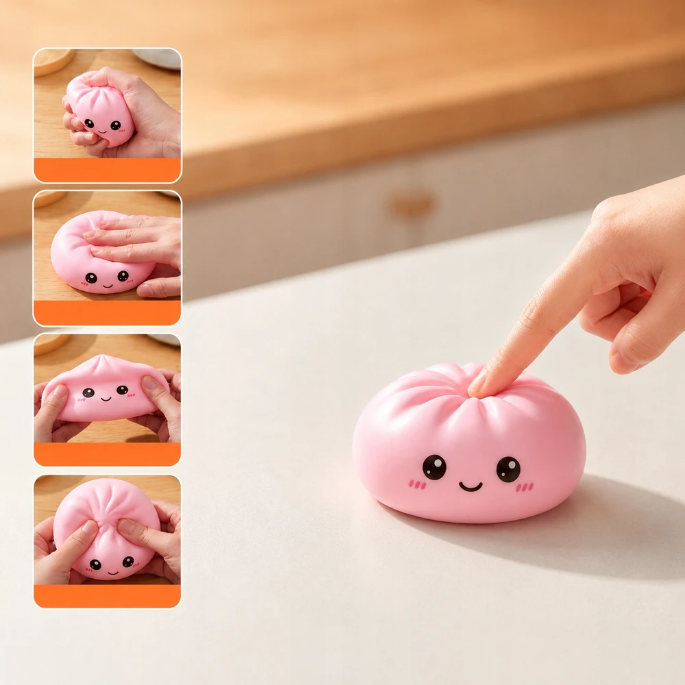 GNIOTEK ANTISTRESS koldūnas DUMPLING įvairių spalvų TIKTOK dėžutėje