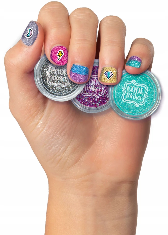 GO GLAM NAGŲ RINKINYS SU GLITTER IR lipdukais COOL MAKER SPIN MASTER