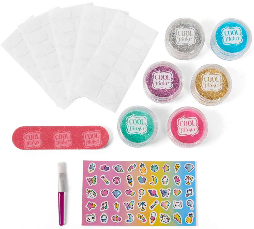 GO GLAM NAGŲ RINKINYS SU GLITTER IR lipdukais COOL MAKER SPIN MASTER