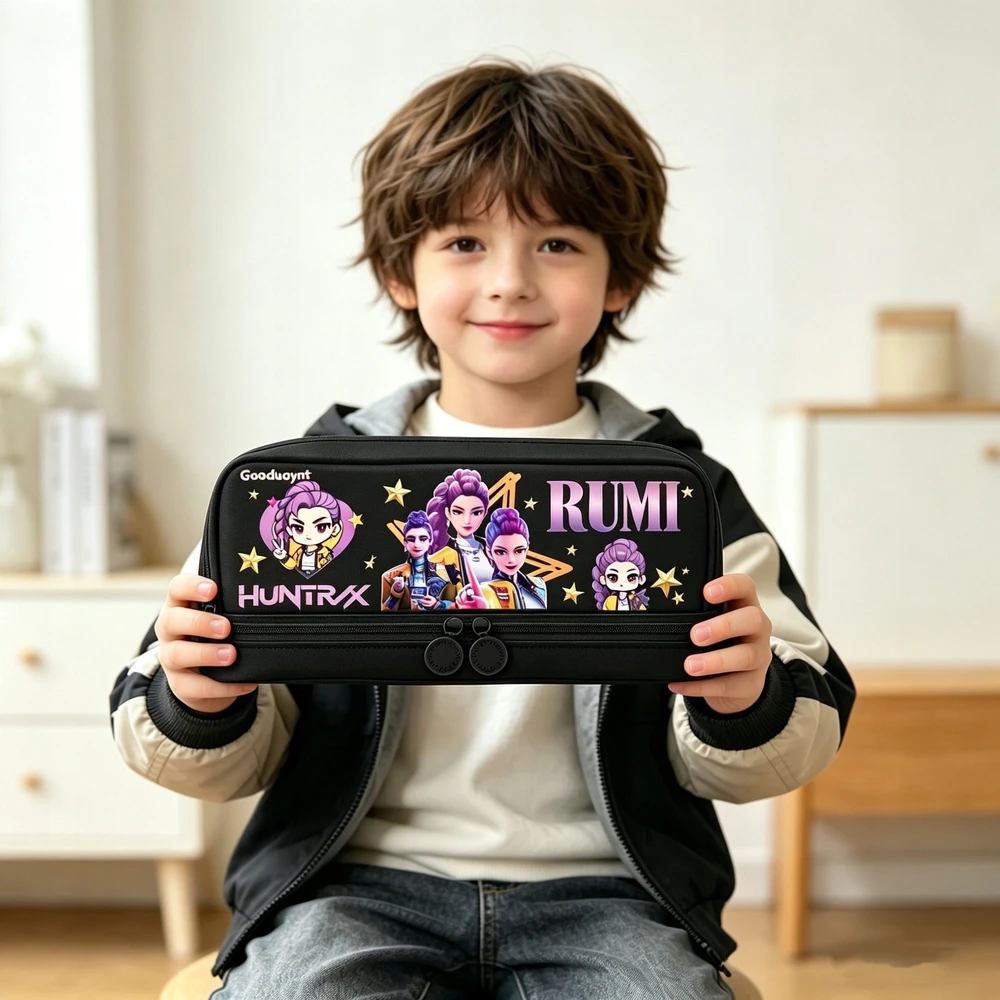 Goaduoynt Naujas RUMI K-POP DEMON HUNTERS SCHOOL PENCIBLE DĖKLAS DAUGIAI KOMPLEKTAVIMAS Juodas