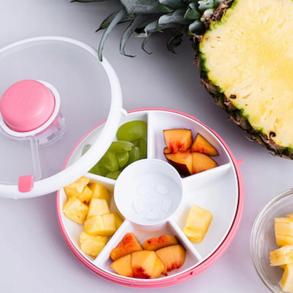 GOBE SNACK SPINNER užkandžių konteineris, priešpiečių dėžutė Coral Rožinė