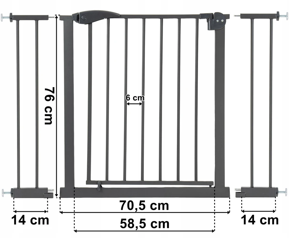 Gockowiak APSAUGOS KLIŪTĖS APSAUGOS VARTAI LAIPTĖMS, IŠSIPLĖTIMAS, 75-118cm