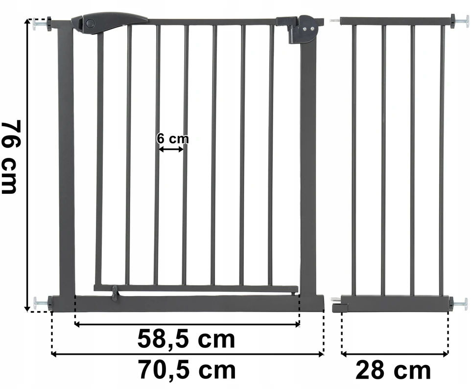 Gockowiak APSAUGOS KLIŪTĖS APSAUGOS VARTAI LAIPTAMS, IŠPLĖTIMAS, 75-113cm