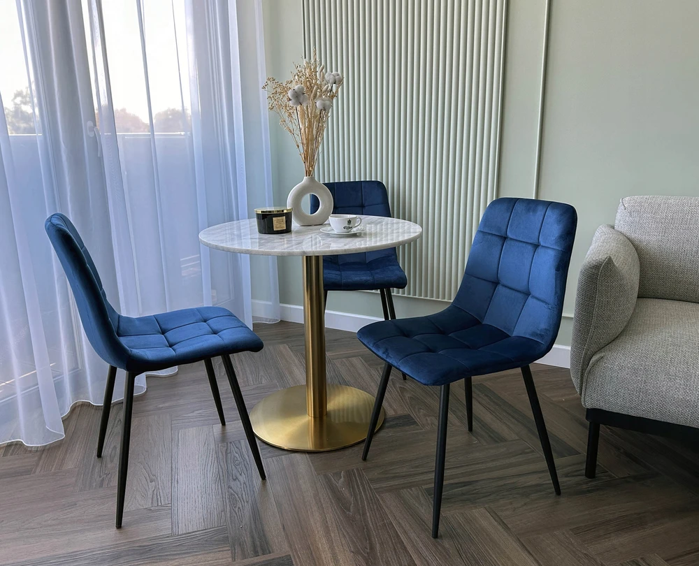 Gockowiak DENVER VELVET Mėlynas VELVET KĖDĖ SVETAINEI, VALGOMAI, MODERNUS