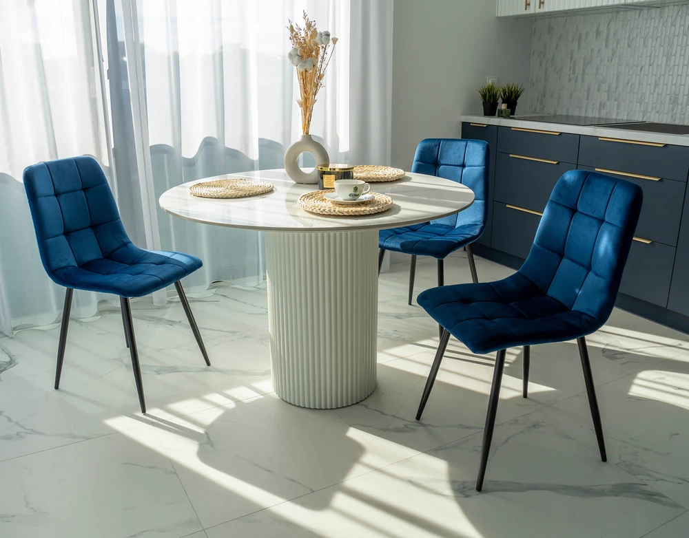 Gockowiak DENVER VELVET Mėlynas VELVET KĖDĖ SVETAINEI, VALGOMAI, MODERNUS