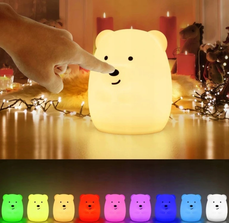 Gockowiak NAKTINIS LEMPAS LOKIS VAIKAMS, SPALVOTAS SILIKONIS RGB M