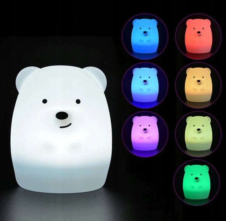 Gockowiak NAKTINIS LEMPAS LOKIS VAIKAMS, SPALVOTAS SILIKONIS RGB M